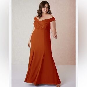 Azazie Off-Shoulder Terracotta Wedding Dress